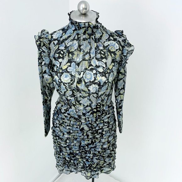 Robert Rodriguez 6 Silk Cotton Print Ruffle Dress - Picture 5 of 16